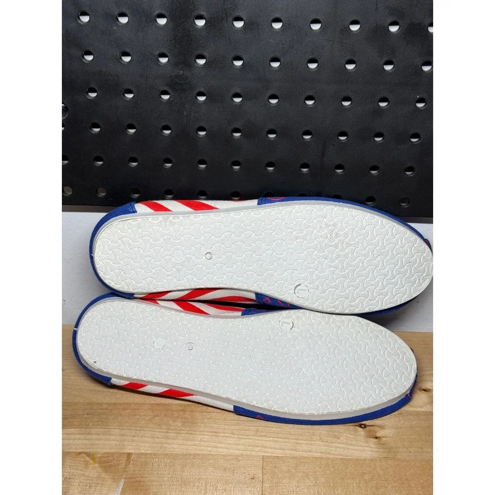 Chicago Cubs MLB Womens Canvas Slip On Shoes Blue‎ Red Stripes Team Beans Large